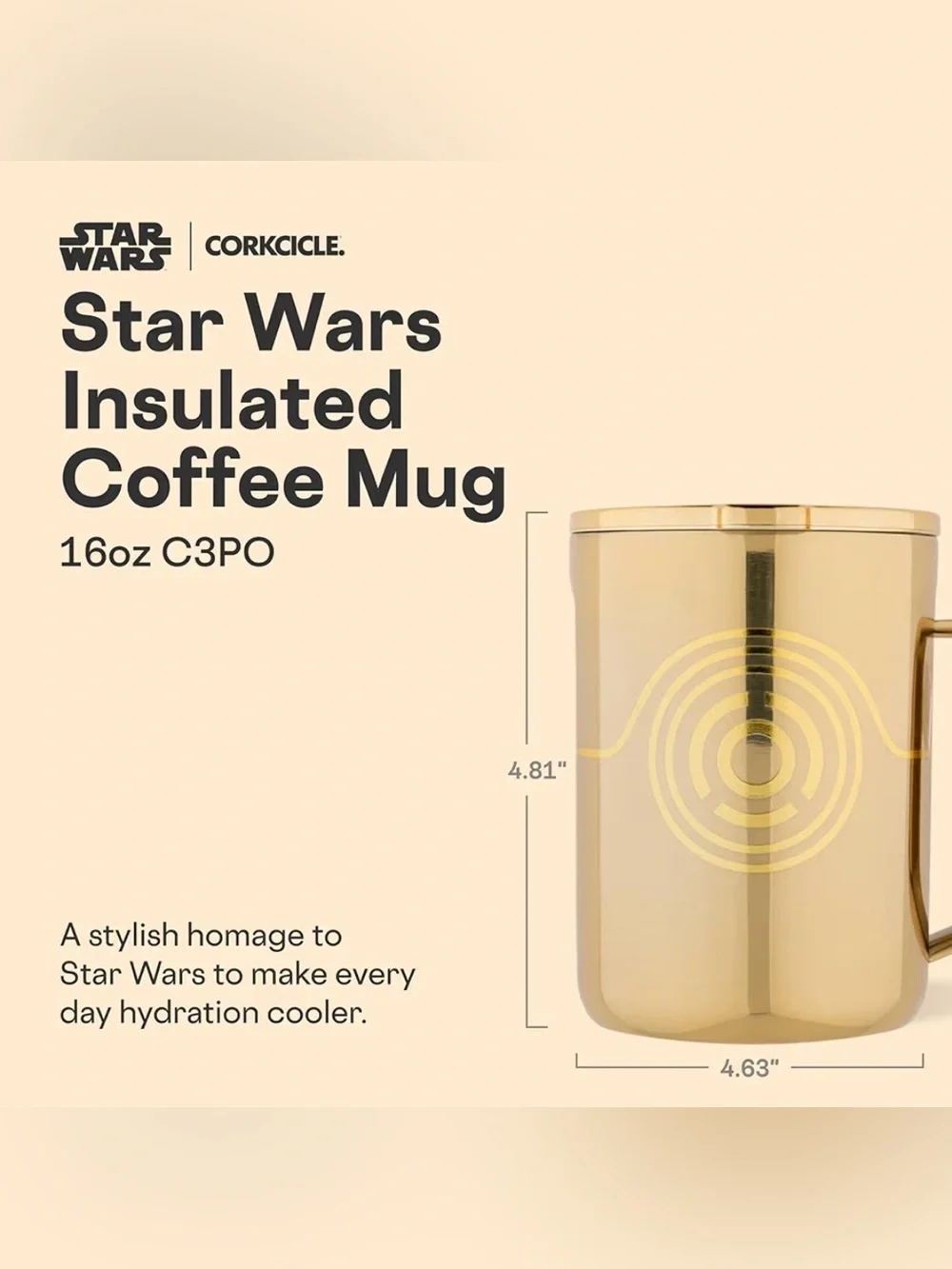 Corkcicle x Star Wars C-3PO Insulated Coffee Mug - Gold